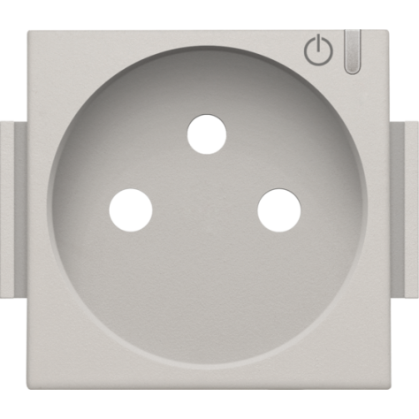 Set de finition pour prise de courant connectée commutable avec broche de terre et touche de commande, couleur light grey