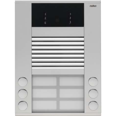 Poste extérieur pour montage en saillie 20 mm avec 6 sonnettes en deux rangées et caméra couleur