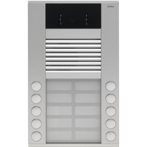 Poste extérieur pour montage en saillie 20 mm avec 10 sonnettes en deux rangées et caméra couleur