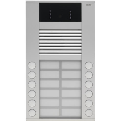 Poste extérieur pour montage en saillie 20 mm avec 12 sonnettes en deux rangées et caméra couleur