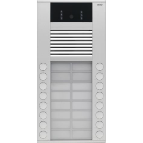 Poste extérieur pour montage en saillie 20 mm avec 16 sonnettes en deux rangées et caméra couleur