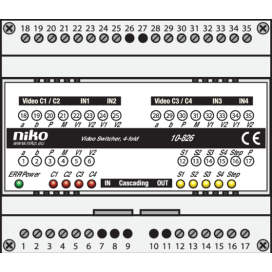 Niko Contrôle d'accès - sélecteur modulaire pour envoyer le signal vidéo provenant de 4 postes extérieurs ou caméras externes vers 1 sortie