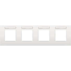 Plaque de recouvrement quadruple, entraxe de 71 mm et un porte-étiquette transparent, couleur Niko Intense white