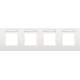 Plaque de recouvrement quadruple, entraxe de 71 mm et un porte-étiquette transparent, couleur Niko Intense white