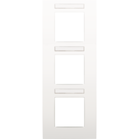 Plaque de recouvrement triple, entraxe de 71 mm et un porte-étiquette transparent, couleur Niko Intense white