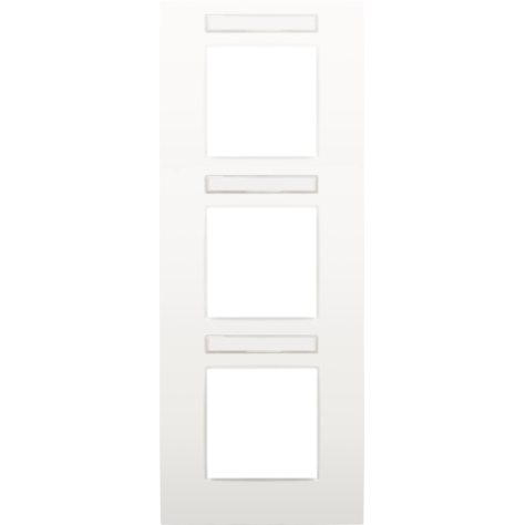 Plaque de recouvrement triple, entraxe de 71 mm et un porte-étiquette transparent, couleur Niko Intense white Plaque de recouvrement triple, entraxe de 71 mm et un porte-étiquette transparent, couleur Niko Intense white