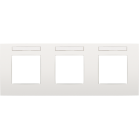Plaque de recouvrement triple, entraxe de 71 mm et un porte-étiquette transparent, couleur Niko Intense white