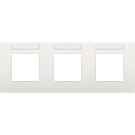 Plaque de recouvrement triple, entraxe de 71 mm et un porte-étiquette transparent, couleur Niko Intense white Plaque de recouvrement triple, entraxe de 71 mm et un porte-étiquette transparent, couleur Niko Intense white