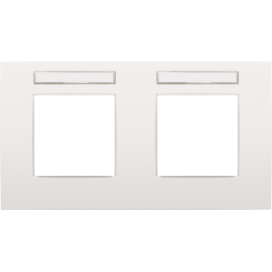 Plaque de recouvrement double avec un entraxe de 71 mm et un porte-étiquette transparent, couleur Niko Intense white
