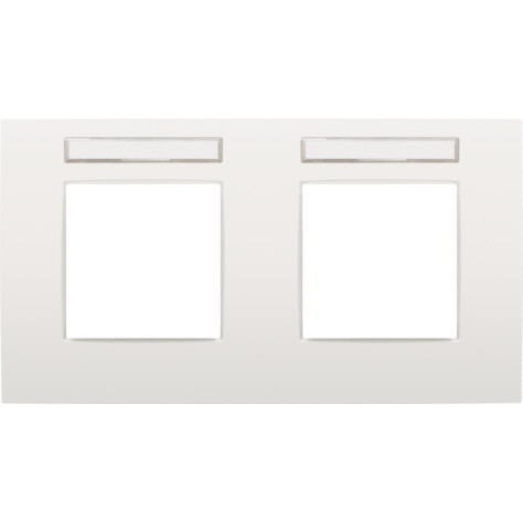 Plaque de recouvrement double avec un entraxe de 71 mm et un porte-étiquette transparent, couleur Niko Intense white Plaque de recouvrement double avec un entraxe de 71 mm et un porte-étiquette transparent, couleur Niko Intense white