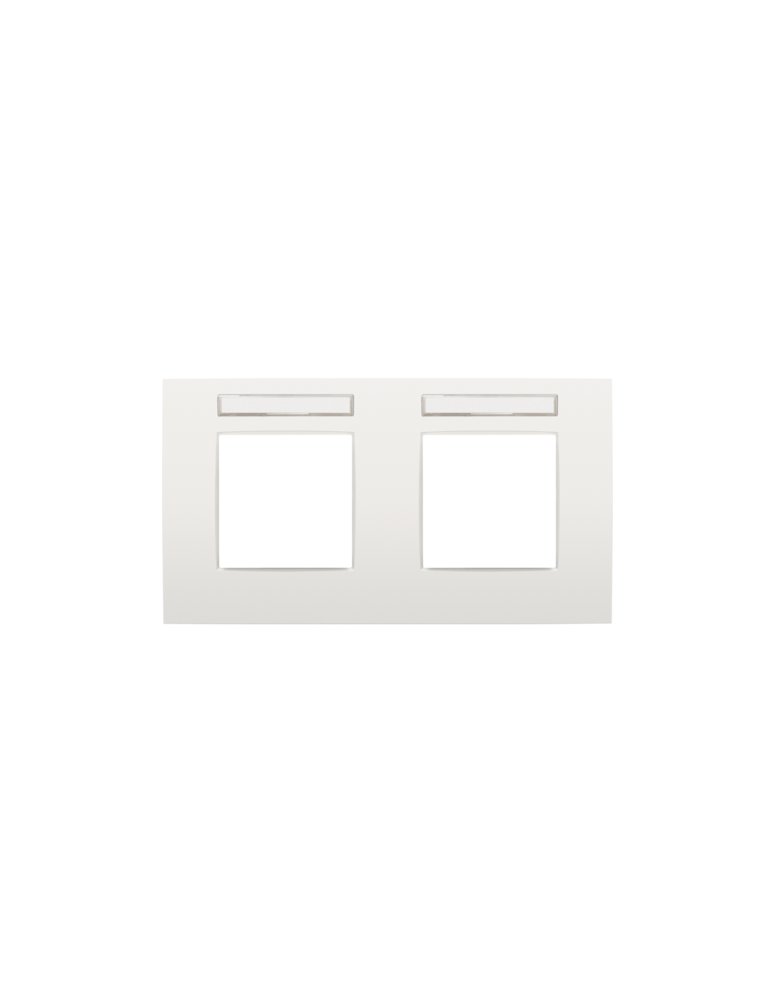 Plaque de recouvrement double avec un entraxe de 71 mm et un porte-étiquette transparent, couleur Niko Intense white