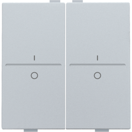 Touche double avec marquage I et 0 pour interrupteur sans fil ou bouton-poussoir à 4 boutons de commande, couleur sterling coated