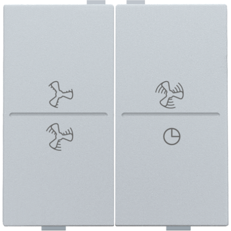 Touche double avec symbole ventilation 0 à 3 pour interrupteur sans fil ou bouton-poussoir à 4 boutons de commande, couleur sterling coated