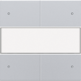 Set de finition avec porte-étiquette et LED pour bouton-poussoir quadruple, libre de potentiel, 24 V, couleur sterling coated