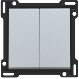 Set de finition pour interrupteur double allumage, interrupteur va-et-vient + bouton-poussoir N.O., interrupteur va-et-vient double ou bouton-poussoir double N.O. ou N.F., couleur sterling coated