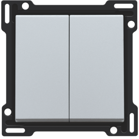 Set de finition pour interrupteur double allumage, interrupteur va-et-vient + bouton-poussoir N.O., interrupteur va-et-vient double ou bouton-poussoir double N.O. ou N.F., couleur sterling coated