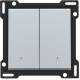 Set de finition avec double voyant pour interrupteur double allumage, interrupteur va-et-vient + bouton-poussoir N.O., interrupteur va-et-vient double ou bouton-poussoir double N.O. ou N.F., couleur sterling coated