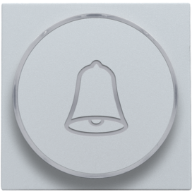 Set de finition avec anneau transparent avec symbole sonnette pour bouton-poussoir 6 A avec LED couleur ambre avec culot E10, couleur sterling coated