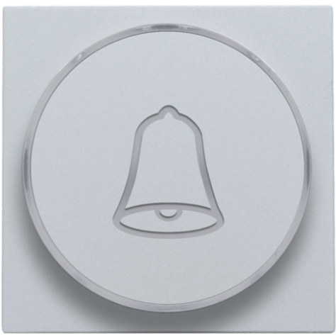 Set de finition avec anneau transparent avec symbole sonnette pour bouton-poussoir 6 A avec LED couleur ambre avec culot E10, couleur sterling coated