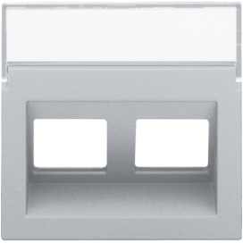 Enjoliveur data 2x RJ sortie oblique, couleur sterling coated