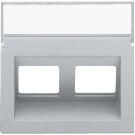 Enjoliveur data 2x RJ sortie oblique, couleur sterling coated