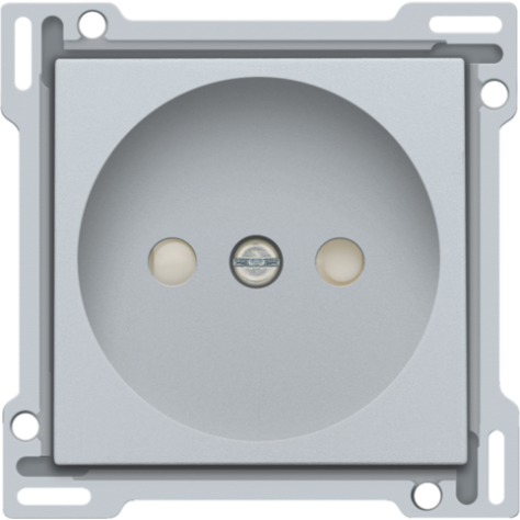 Set de finition pour prise de courant sans terre, avec obturateurs de protection, profondeur d’encastrement de 21 mm, couleur sterling coated