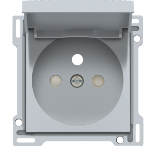 Set de finition pour prise de courant avec clapet, broche de terre et obturateurs de protection, profondeur d’encastrement de 28,5 mm, couleur sterling coated