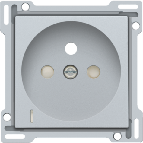 Set de finition avec voyant transparent pour prise de courant avec indication de tension, broche de terre et obturateurs de protection, profondeur d'encastrement de 28,5 mm, couleur sterling coated