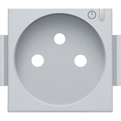 Set de finition pour prise de courant connectée commutable avec broche de terre et touche de commande, couleur sterling coated