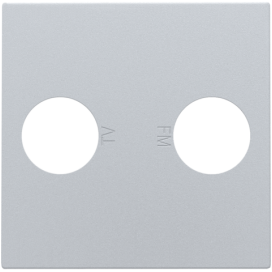 Set de finition avec 2 connexions coaxiales simples pour TV et FM, couleur sterling coated