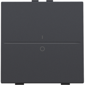 Touche simple avec marquage I et 0 pour interrupteur sans fil ou bouton-poussoir à deux boutons de command, couleur anthracite coated