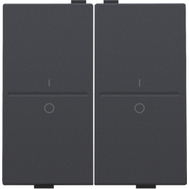 Touche double avec marquage I et 0 pour interrupteur sans fil ou bouton-poussoir à 4 boutons de commande, couleur anthracite coated