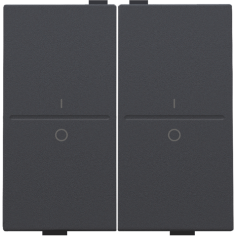 Touche double avec marquage I et 0 pour interrupteur sans fil ou bouton-poussoir à 4 boutons de commande, couleur anthracite coated