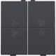 Touche double avec symbole ventilation 0 à 3 pour interrupteur sans fil ou bouton-poussoir à 4 boutons de commande, couleur anthracite coated