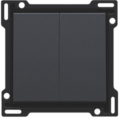 Set de finition pour interrupteur double allumage, interrupteur va-et-vient + bouton-poussoir N.O., interrupteur va-et-vient double ou bouton-poussoir double N.O. ou N.F., couleur anthracite coated