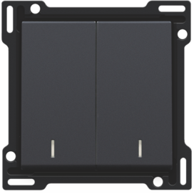 Set de finition avec double voyant pour interrupteur double allumage, interrupteur va-et-vient + bouton-poussoir N.O., interrupteur va-et-vient double ou bouton-poussoir double N.O. ou N.F., couleur anthracite coated
