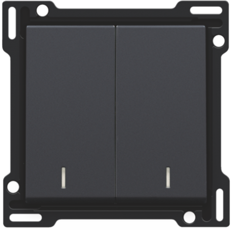 Set de finition avec double voyant pour interrupteur double allumage, interrupteur va-et-vient + bouton-poussoir N.O., interrupteur va-et-vient double ou bouton-poussoir double N.O. ou N.F., couleur anthracite coated