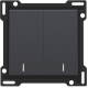 Set de finition avec double voyant pour interrupteur double allumage, interrupteur va-et-vient + bouton-poussoir N.O., interrupteur va-et-vient double ou bouton-poussoir double N.O. ou N.F., couleur anthracite coated