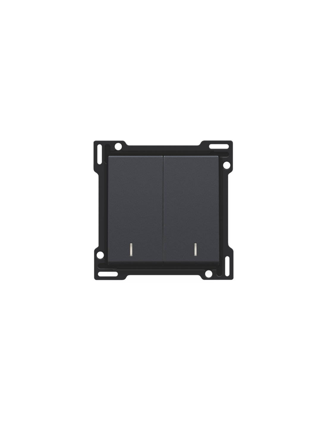 Set de finition avec double voyant pour interrupteur double allumage, interrupteur va-et-vient + bouton-poussoir N.O., interrupteur va-et-vient double ou bouton-poussoir double N.O. ou N.F., couleur anthracite coated