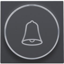 Set de finition avec anneau transparent avec symbole sonnette pour bouton-poussoir 6 A avec LED couleur ambre avec culot E10, couleur anthracite coated