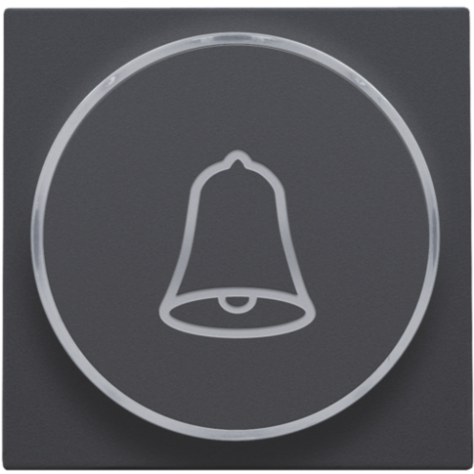 Set de finition avec anneau transparent avec symbole sonnette pour bouton-poussoir 6 A avec LED couleur ambre avec culot E10, couleur anthracite coated