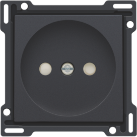 Set de finition pour prise de courant sans terre, avec obturateurs de protection, profondeur d’encastrement de 21 mm, couleur anthracite coated