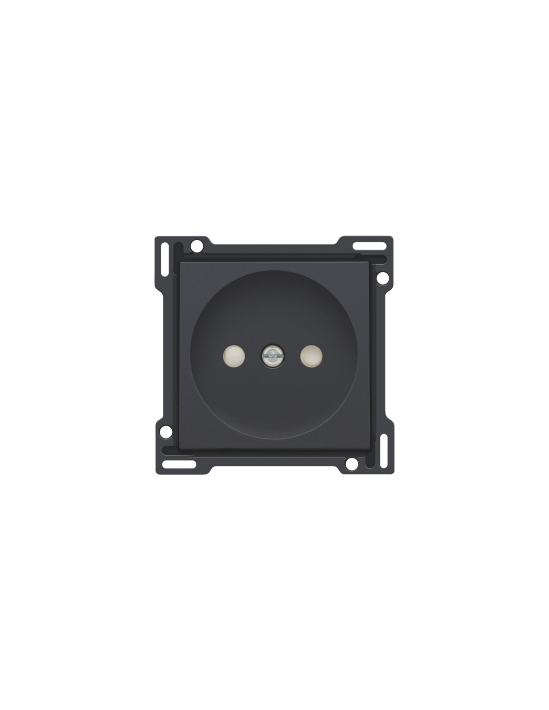 Set de finition pour prise de courant sans terre, avec obturateurs de protection, profondeur d’encastrement de 21 mm, couleur anthracite coated