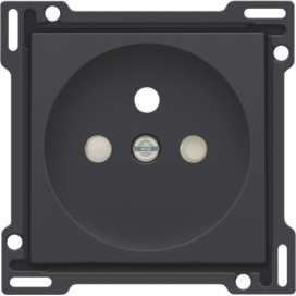 Set de finition pour prise de courant avec broche de terre et obturateurs de protection, profondeur d’encastrement de 28,5 mm, couleur anthracite coated