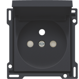 Set de finition pour prise de courant avec clapet, broche de terre et obturateurs de protection, profondeur d’encastrement de 28,5 mm, couleur anthracite coated