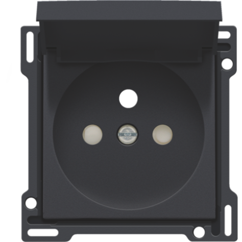 Set de finition pour prise de courant avec clapet, broche de terre et obturateurs de protection, profondeur d’encastrement de 28,5 mm, couleur anthracite coated