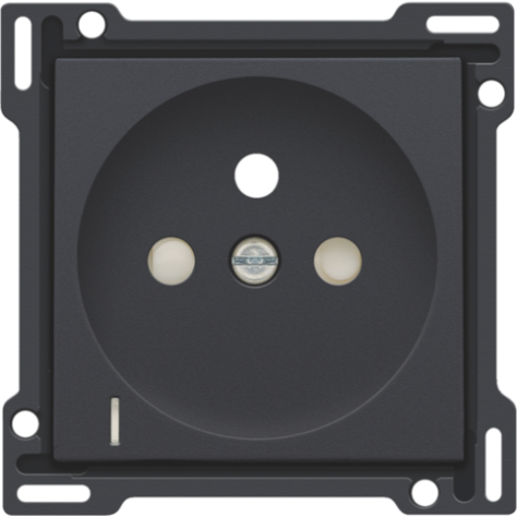 Set de finition avec voyant transparent pour prise de courant avec indication de tension, broche de terre et obturateurs de protection, profondeur d'encastrement de 28,5 mm, couleur anthracite coated