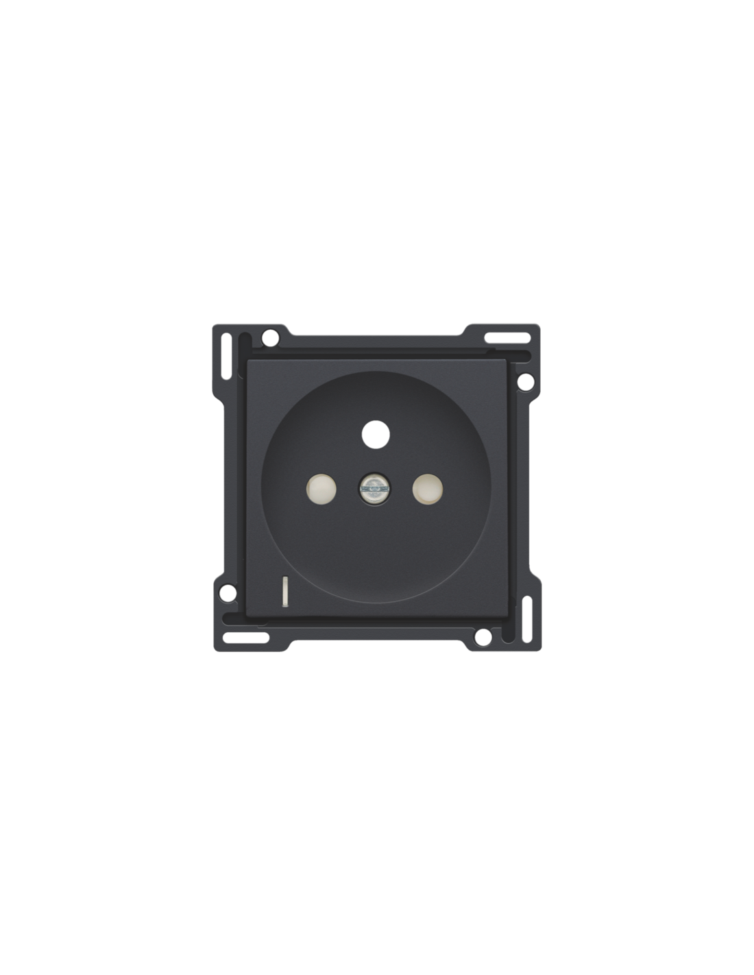 Set de finition avec voyant transparent pour prise de courant avec indication de tension, broche de terre et obturateurs de protection, profondeur d'encastrement de 28,5 mm, couleur anthracite coated