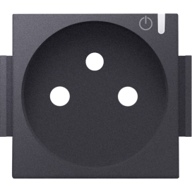 Set de finition pour prise de courant connectée commutable avec broche de terre et touche de commande, couleur anthracite coated