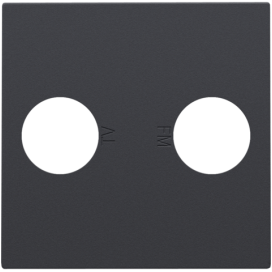 Set de finition avec 2 connexions coaxiales simples pour TV et FM, couleur anthracite coated